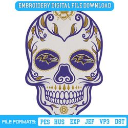 Baltimore Ravens Logo Skull NFL Team Embroidery Design Instant Download
