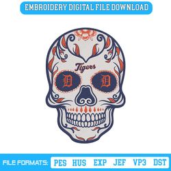 Sugar Skull Detroit Tigers Embroidery Design Download