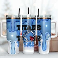 Tennessee Titans Inflated Puff Skinny Tumbler 40Oz, Football Tumbler Straight and Tapered