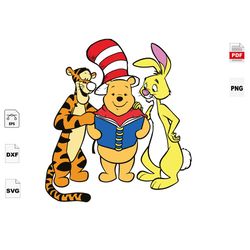 Pooh Bear And Friends In Reading Day, Trending Svg, Pooh Bear Cartoon Svg, Pooh Bear Svg, Tigger Svg, Reading Day Svg, A