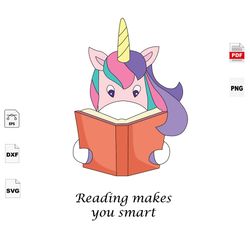Reading Make You Smart, Trending Svg, Reading Day Svg, Unicorn Svg, Unicorn Across America Svg, Unicorn Gift, Reading Sv