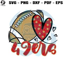 49ers Football Heart Svg Cricut Digital Download