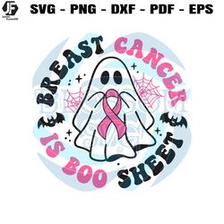 Breast Cancer Is Boo Sheet Cute Ghost Pink Ribbon SVG File