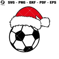 Christmas Soccer Svg, Soccer with Santa Hat Svg