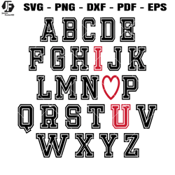 ABC I Love You Svg, Alphabet Valentine Svg, Retro