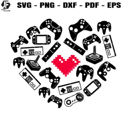 Heart Love of Game Svg, Gamer Valentines Day Svg