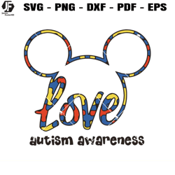 Mickey Love Autism Awareness Svg, Mickey Autism Svg, Autism