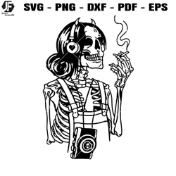 Smoking Devil Skeleton Svg, Skull Svg, Skeleton Woman Svg