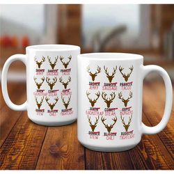 funny christmas reindeer mug, reindeer names replaced with cuts of meat mug, hilarious christmas mug, christmas gift, da