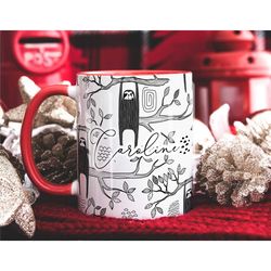 Cute Sloth Mug, Personalised Mug, Custom Name Cup, Coffee Tea Cup Gift For Him, Valentines Gift For Him, Husband Boyfrie