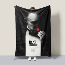 The Godfather Movie Poster Blanket, Retro Film Home Decor, Marlon Brando Francis Ford Coppola Mafia Throw Blanket