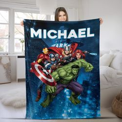 Avengers Fleece Blanket, Avengers Heroes Iron Man Captain America Throw Blanket For Bed Couch Sofa, Christmas Gifts  B43