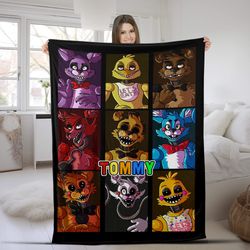 Customized Five Nights at Freddy's Fleece Blanket, FNAF Blanket, FNAF Ba Blanket, Custom Blanket with Name, Anniversary,