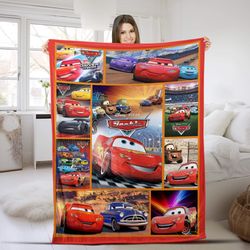 Customized Lightning McQueen Cars Velvet Blanket, Pixar Cars Blanket, Cars Ba Blanket, Custom Blanket with Name, Birthda