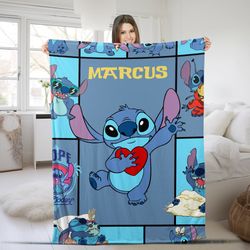 Disney Stitch Blanket, Personalized Disney Lilo and Stitch Blanket, Disney Stitch Birthday Gifts, Disney Stitch Gifts Fo
