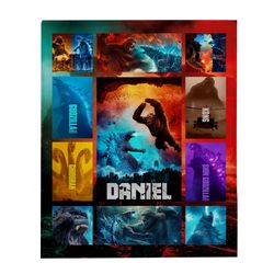 Godzilla King Of The Monsters Fleece Blanket, Premium Sherpa Blanket, Godzilla Blanket, Godzilla Lover Gift, Monster Bla