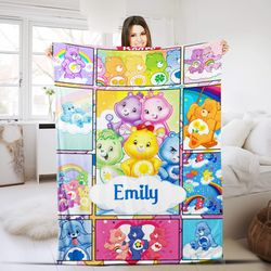 Personalized Care Bears Quilt Blanket, Care Bears Fleece Blanket, Care Bears Birthday Gifts Care Bear, Care Bears Christ