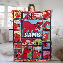 Personalized Clifford the Big Red Dog Blanket Clifford Blanket Clifford the Big Red Dog Birthday Gifts C518 1
