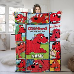 Personalized Clifford the Big Red Dog Blanket, Clifford Blanket, Clifford the Big Red Dog Birthday Party Blanket, Beddin