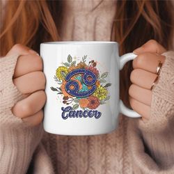 Cancer Coffee Mug, Zodiac Birthday Gift for Her, Horoscope Ceramic Mug 3