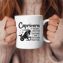 Capricorn Coffee Mug, Zodiac Birthday Gift for Her, Horoscope Ceramic Mug 1