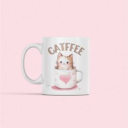 Cat Coffee Mug, Catffee Mug, Catffee Gifts, Funny Cat Lover Gifts, Cat Pun Cup, Cut Kitten Cup, Kitty Mug, Adorable Cat