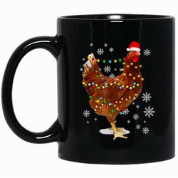 Chicken Christmas Santa Hat Lights Merry Xmas Mug, Christmas Chicken Light Mug, Christmas Mug Gift For Chicken Lover, Ch