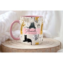 CRAZY CAT LADY Personalised Name Cat Mug, Personalised Mug, Cat Lover Gift For Her, Valentines Gift Her, Sister Mum Daug