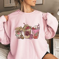Retro Coffee Lover Sweatshirt, Western Valentine, Valentines Day Sweatshirt, Cowgirl Sweatshirt, Western Gifts, Womens S