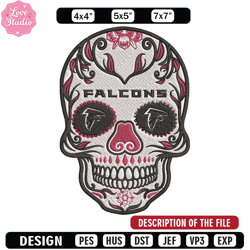 Atlanta Falcons Skull embroidery design, Falcons embroidery, NFL embroidery, logo sport embroidery, embroidery design