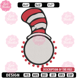 cat in the hat embroidery design, cat in the hat embroidery, embroidery file, logo shirt, digital download 1
