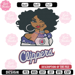 Clippers girl embroidery design, NBA embroidery,Sport embroidery,Embroidery design,Logo sport embroidery