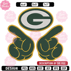 Foam Finger Green Bay Packers embroidery design, Green Bay Packers embroidery, NFL embroidery, logo sport embroidery