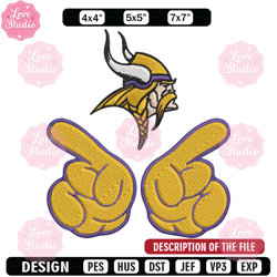 Foam Finger Minnesota Vikings embroidery design, Minnesota Vikings embroidery, NFL embroidery, Logo sport embroidery