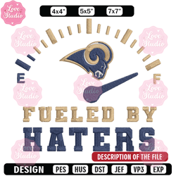 Fueled By Haters Los Angeles Rams embroidery design, Los Angeles Rams embroidery, NFL embroidery, logo sport embroidery
