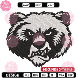 Grizzly Drawing logo embroidery design,NCAA embroidery, Sport embroidery,logo sport embroidery,Embroidery design