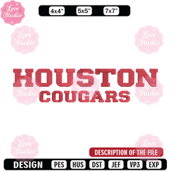 Houston Cougars logo embroidery design, NCAA embroidery, Embroidery design, Logo sport embroidery, Sport embroidery