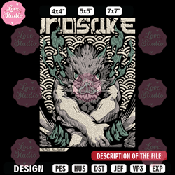 Inosuka poster Embroidery Design, Demon slayer Embroidery,Embroidery File,Anime Embroidery,Anime shirt,Digital download