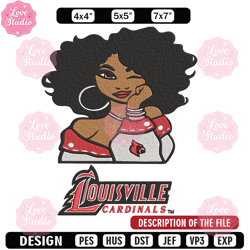 Louisville Cardinals girl embroidery design, NCAA embroidery, Embroidery design, Logo sport embroidery,Sport embroidery