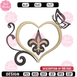New Orleans Saints Heart embroidery design, Saints embroidery, NFL embroidery, sport embroidery, embroidery design