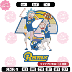 Rick and Morty Los Angeles Rams embroidery design, Los Angeles Rams embroidery, NFL embroidery, logo sport embroidery 1