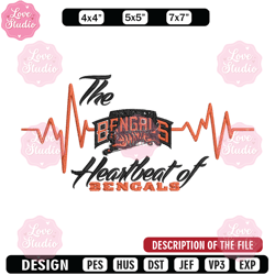 The heartbeat of Cincinnati Bengals embroidery design, Cincinnati Bengals embroidery, NFL embroidery, sport embroidery