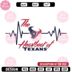 The heartbeat of Houston Texans embroidery design, Houston Texans embroidery, NFL embroidery, logo sport embroidery
