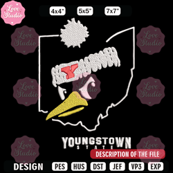 Youngstown State logo embroidery design, Sport embroidery, logo sport embroidery,Embroidery design, NCAA embroidery