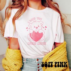 i love you beary much retro valentine t-shirt, groovy valentines day mascot tee cute hearts valentines shirt, retro vale
