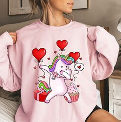 Cute Unicorn Sweatshirt, Unicorn Valentines Day Shirt, Valentines Gifts For Her, Unicorn Valentines Sweater, Valentine G