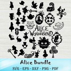 Alice Bundle SVG Halloween Party SVG Alice In Wonderland Disney SVG Disney Cartoon SVG