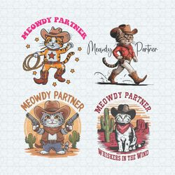 Meowdy Partner Cowboy Cat SVG PNG Bundle