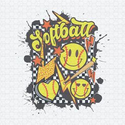 Retro Softball Smiley Face Baseball SVG