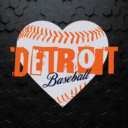 Retro Mlb Detroit Baseball Heart SVG